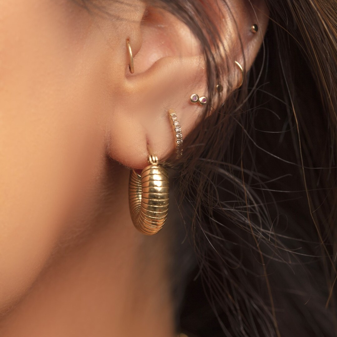 Dumbo Mini Textured Hoops - Etsy