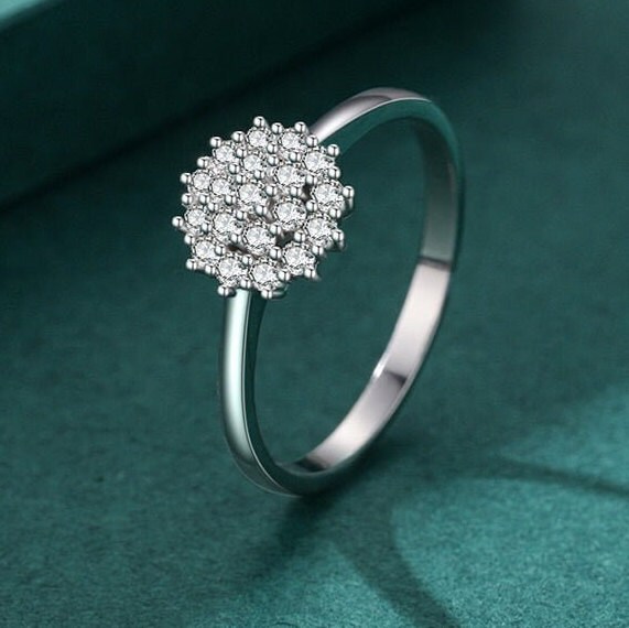 CZ Flower Ring Cz Zircon Ring Statements Rings CZ Cocktail Etsy