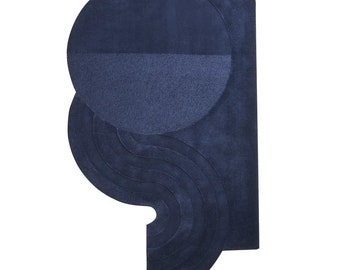 Wavy Gradient Rug - Midnight Navy Handtufted 100% Wool Trending carpet and rugs for Living Room and for kids room any room