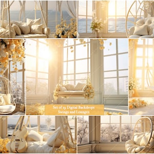 Set of 19 Digital Backdrops I Maternity | Backdrop Overlays | Photoshoot | Engagement | Studio Overlays | Romantic Backdrops | Swings