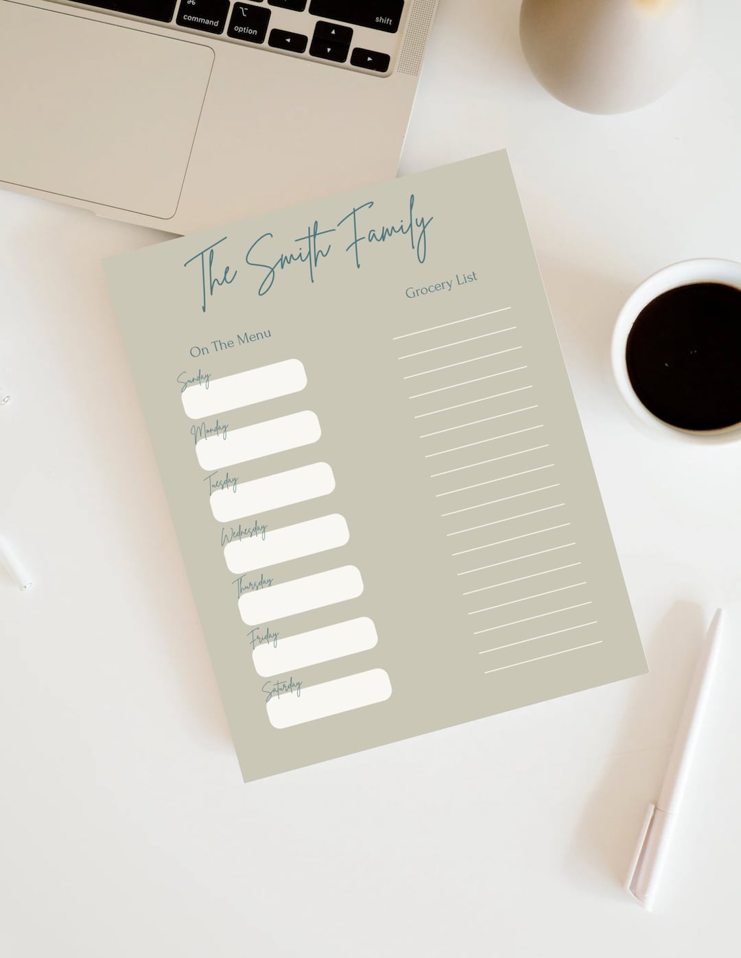 Weekly Meal Plan and Grocery List - Etsy