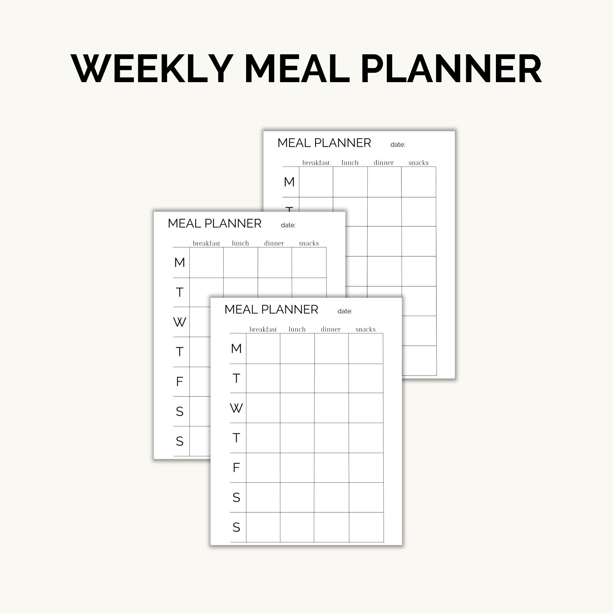Weekly Meal Planner A4 PDF Printable Planner Instant - Etsy