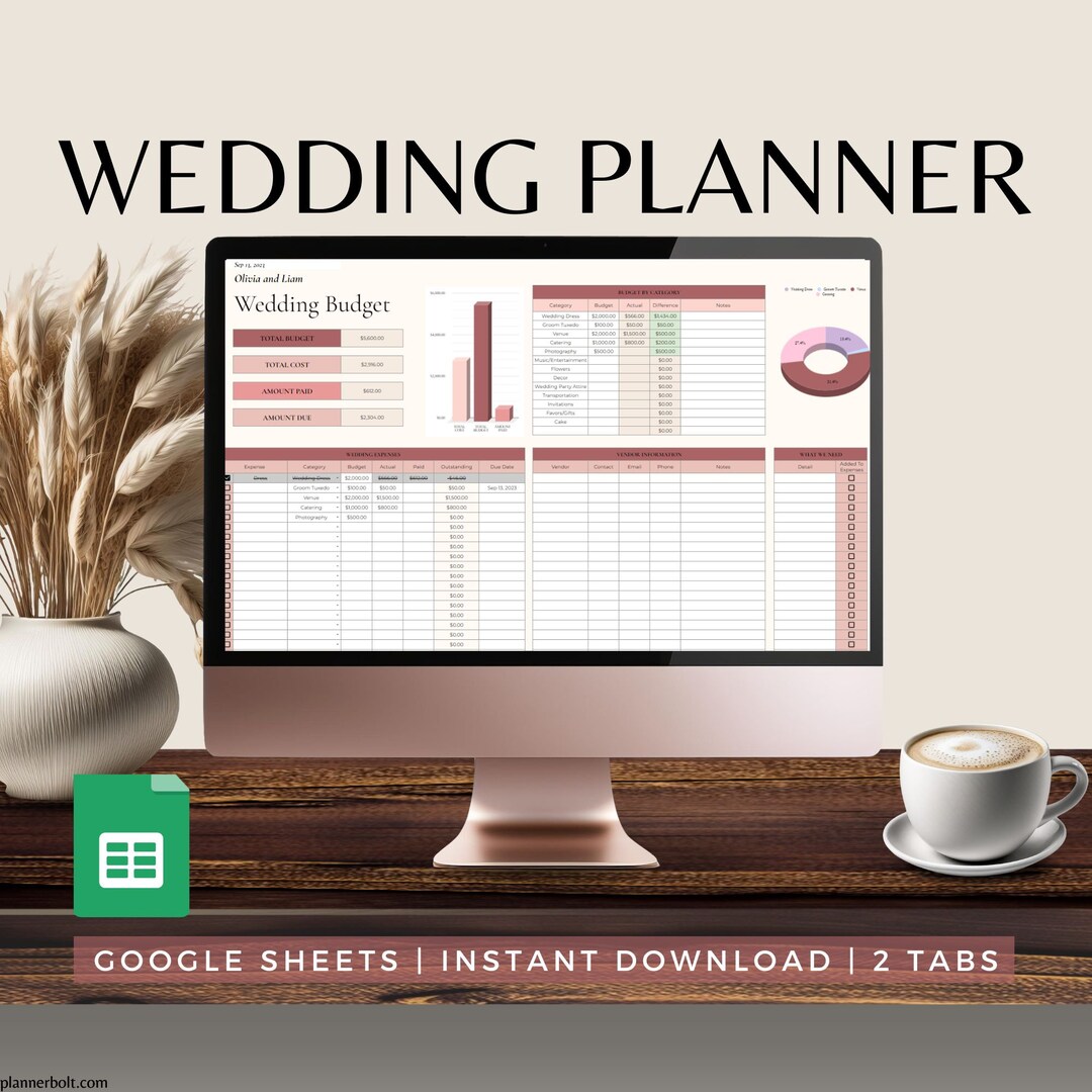 Wedding Expense Tracker Spreadsheet, Diy Bride Wedding Budget Planner ...