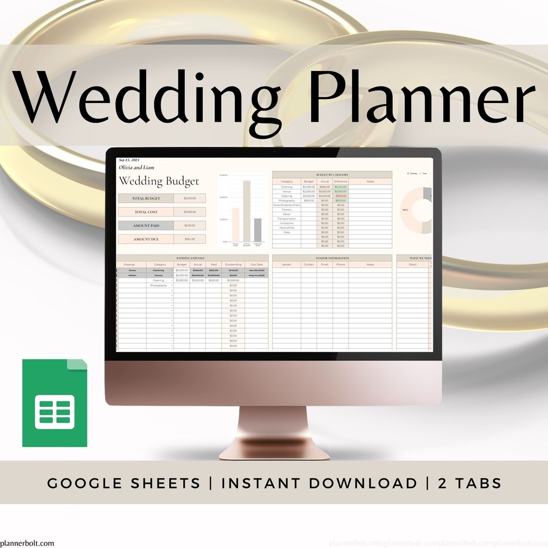 Detailed Wedding Expense Tracker Spreadsheet, Diy Bride Wedding Budget ...