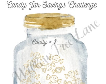 Savings Challenge Printable| Candy Jar Savings Challenge US Letter| US Letter savings tracker