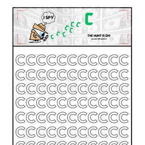 Carta C / I Spy Bucks Savings Challenge y Sobre / Carta C / Relleno de efectivo / Presupuesto de efectivo / Desafío de ahorro / Fondos de amortización