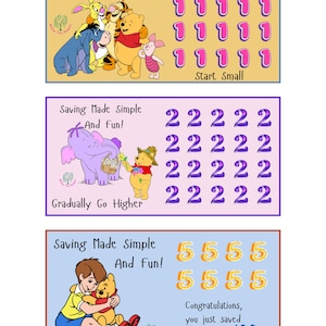 Saving Made Simple and Fun with Winnie the Pooh (DIGITAL) A6 Savings Challenge Set of Three with Envelope | Bundle