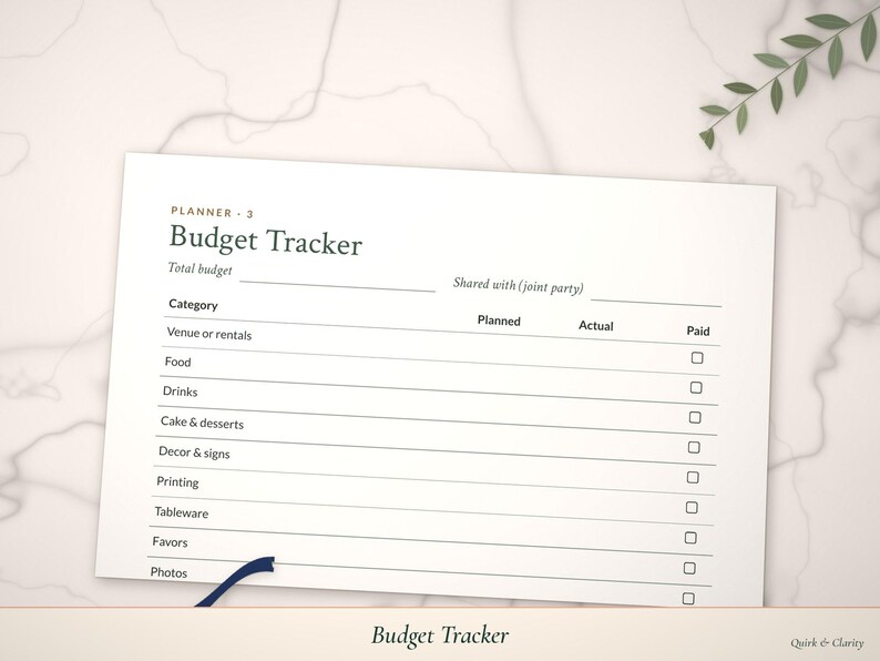 Close-up of the Budget Tracker page