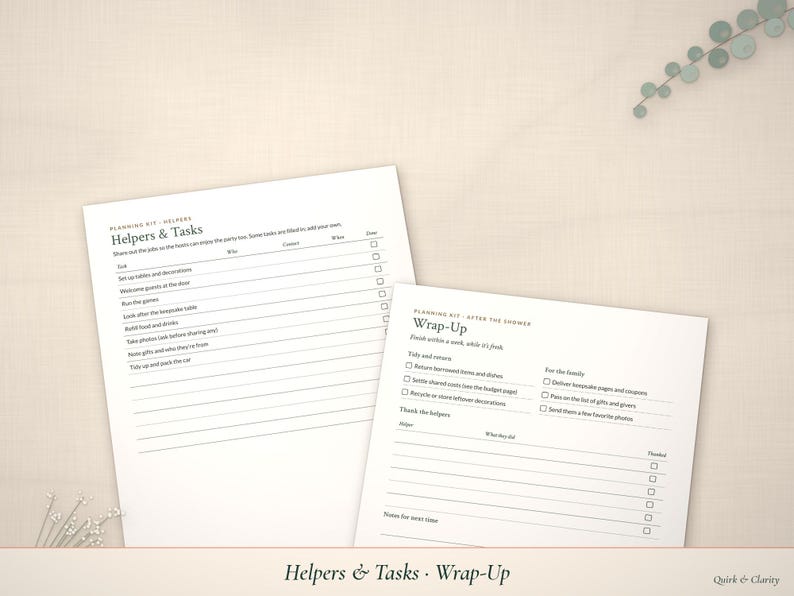 Helpers & Tasks and Wrap-Up pages