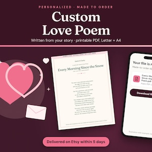 Custom Love Poem: personalized poem written from your story, delivered as a printable PDF in US Letter and A4