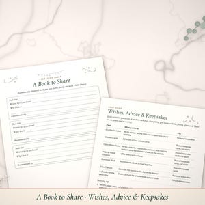 A Book to Share and Wishes, Advice & Keepsakes pages