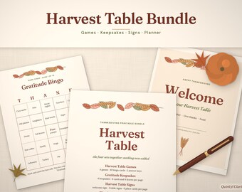 Thanksgiving Printable Bundle, Games, Gratitude Keepsakes, Signs and Host Planner, Harvest Table (Digital Download)