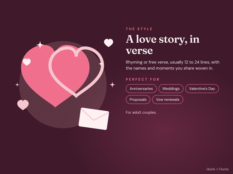 Poem style, rhyming or free verse, and the occasions this poem suits