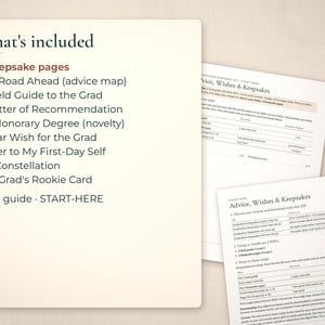 List of 8 graduation keepsake pages