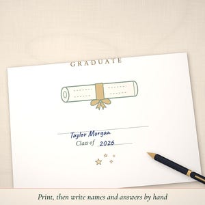 Congratulations Graduate sign with name and year written by hand