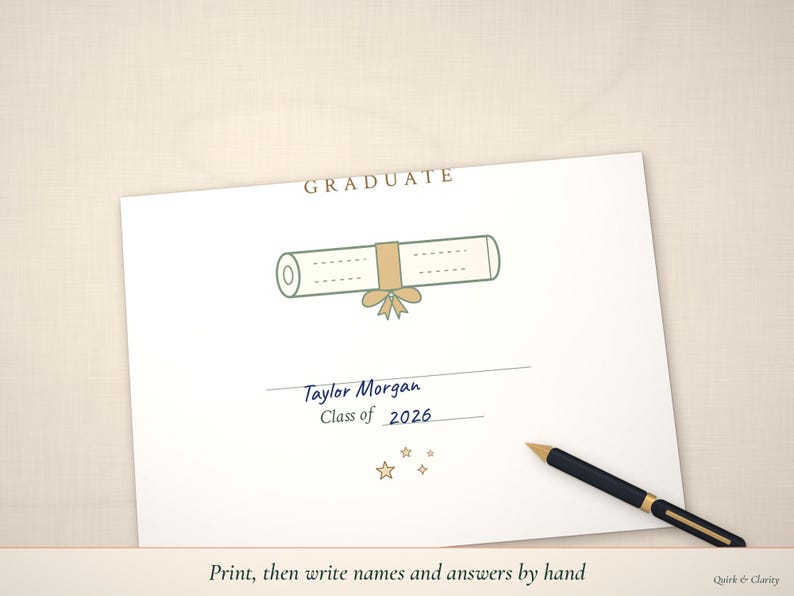Congratulations Graduate sign with name and year written by hand