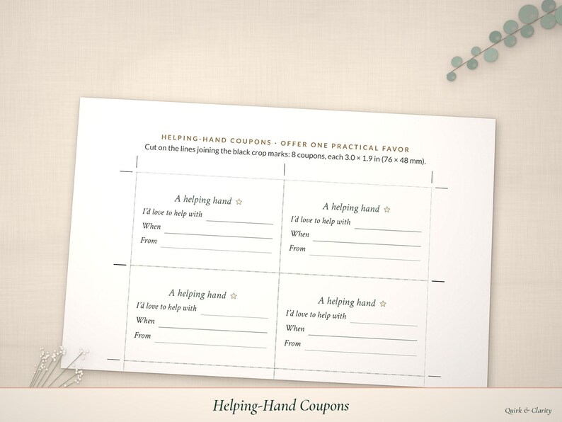 Close-up of the Helping-Hand Coupons page