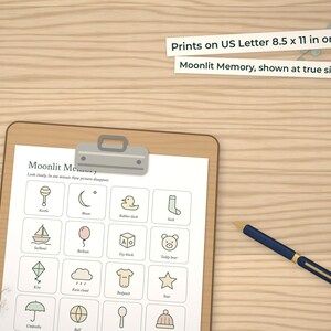 Moonlit Memory page on a clipboard at true size