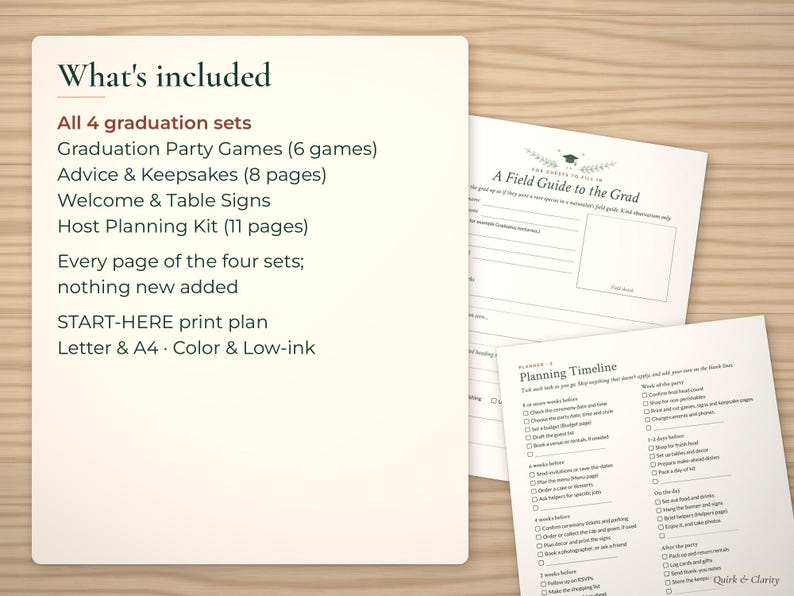 List of the 4 graduation sets in the bundle