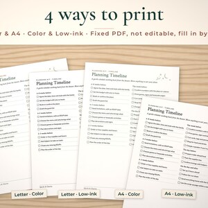 Planning page in Letter and A4, color and low-ink
