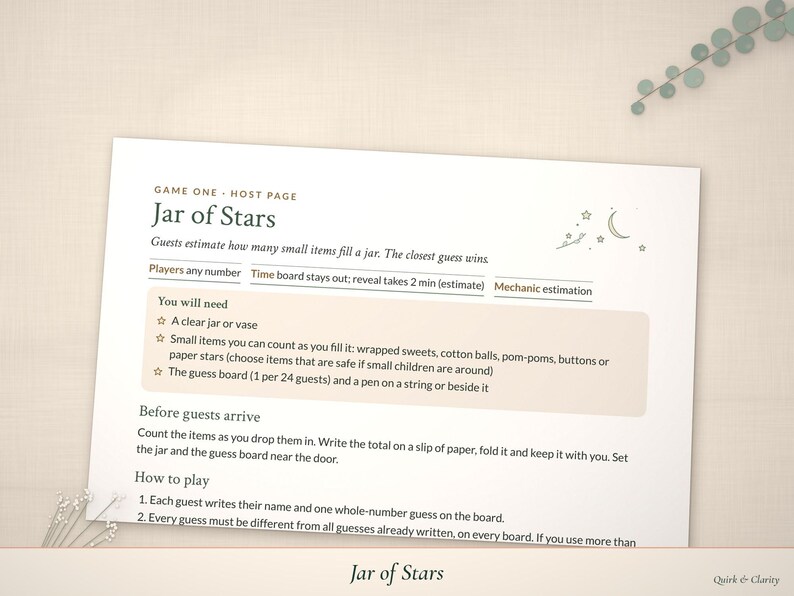 Close-up of the Jar of Stars page