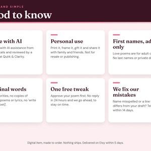 Good to know: written with AI assistance and reviewed by a person, personal use, first names only, one free tweak