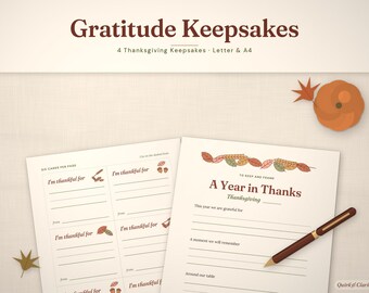 Thanksgiving Gratitude Printables, I'm Thankful For Cards, Gratitude Tree Leaves, Kids Page, Year in Thanks (Digital Download)