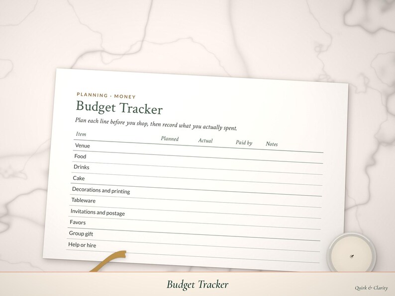 Close-up of the Budget Tracker page