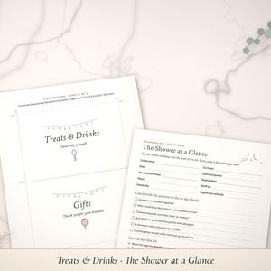 Treats & Drinks and The Shower at a Glance pages