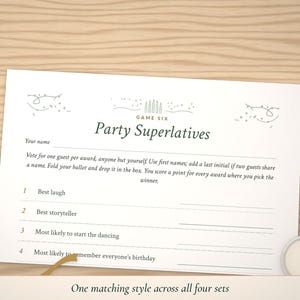 Close-up of the Party Superlatives ballot
