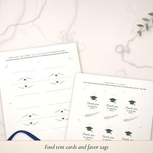 Food tent card sheet and favor tag sheet