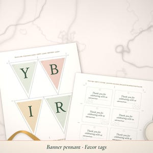 Banner pennant and Favor tags pages