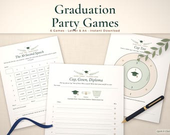 Graduation Party Games, 6 Printable Grad Party Activities for Any School or Level (Digital Download)