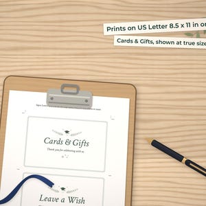Cards & Gifts page on a clipboard at true size