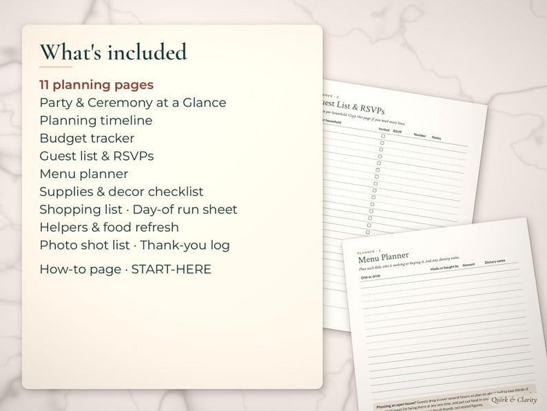 List of 11 graduation planning pages