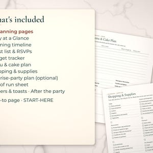 List of 10 birthday planning pages