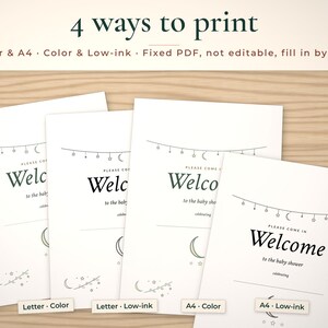 Welcome sign in Letter and A4, color and low-ink