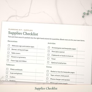 Close-up of the Supplies Checklist page