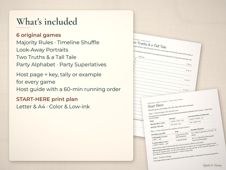 Adult Birthday Party Games, 6 Printable Grown-Up Party Activities for Any Milestone (Digital Download) image 3