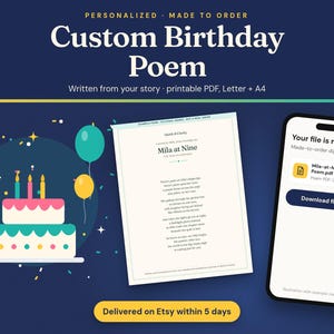Custom Birthday Poem: personalized poem written from your story, delivered as a printable PDF in US Letter and A4