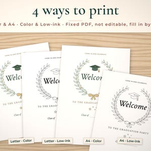 Welcome sign in Letter and A4, color and low-ink