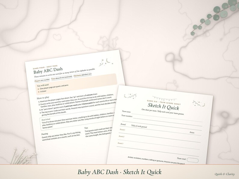 Baby ABC Dash and Sketch It Quick pages