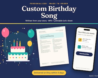 Custom Birthday Song, Personalized Birthday Song with Name, Original Party Song, MP3 Download and Lyric Sheet