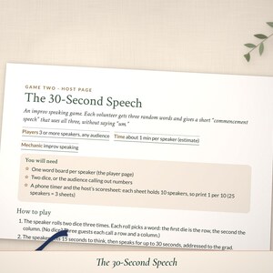 Close-up of The 30-Second Speech page