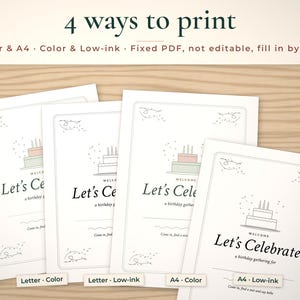 Welcome sign in Letter and A4, color and low-ink