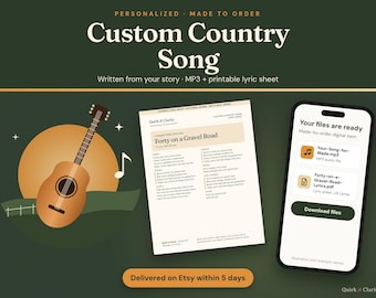 Custom Country Song, Personalized Country Song Gift from Your Story, Anniversary or Birthday Gift, MP3 Download and Lyric Sheet