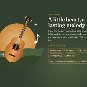 The sound: story-led country and the occasions it suits