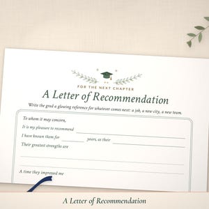Close-up of the Letter of Recommendation page