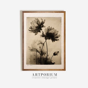 Vintage Drawing Floral Watercolor Print | Neutral Country Farmhouse Decor  | Digital Art PRINTABLE | Artporium Prints | BTV0001