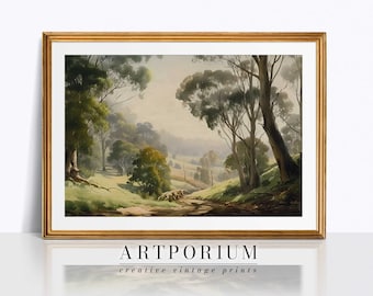Australian Landscape Painting Printable Wall Art | Farmhouse Print | Digital Art PRINTABLE | Countryside Prints | LSH0025